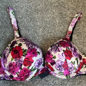 Victoria’s Secret 34C Very Sexy Purple Floral Shine Strap Push Up Bra